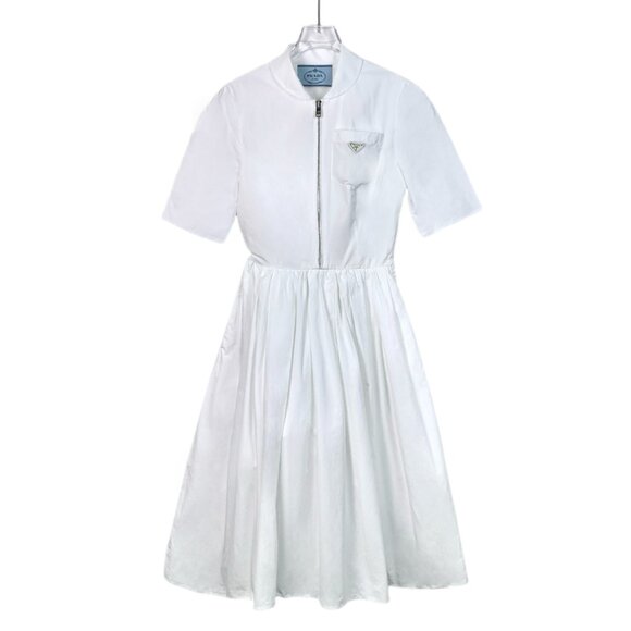 Prada White Short-Sleeve Half-Zip Dress - Picture 1 of 8